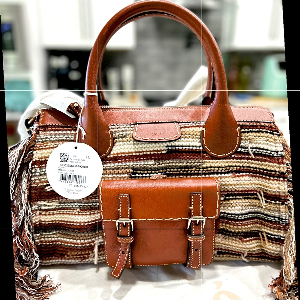 NWT Chloe Authentic Cashmere/Calfskin Large Multicolor Bag